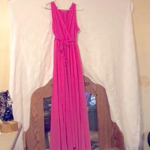 Long pink dress sleeveless